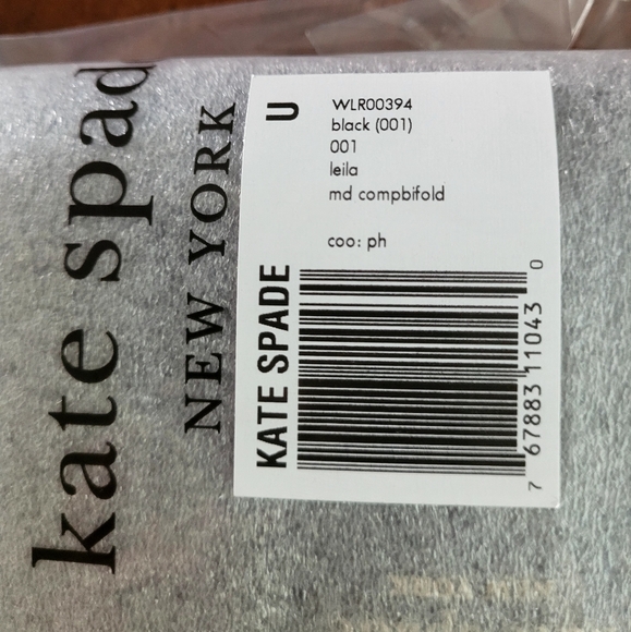 Kate Spade Leila Medium Compact Bifold Wallet - WLR00394 - Black Pebbled - NWT - Picture 6 of 6